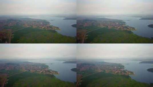 乌干达坎帕拉维多利亚湖的湖边小镇Muny高清在线视频素材下载