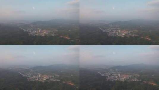 广东韶关丹霞山5A景区晚霞日落夕阳航拍高清在线视频素材下载