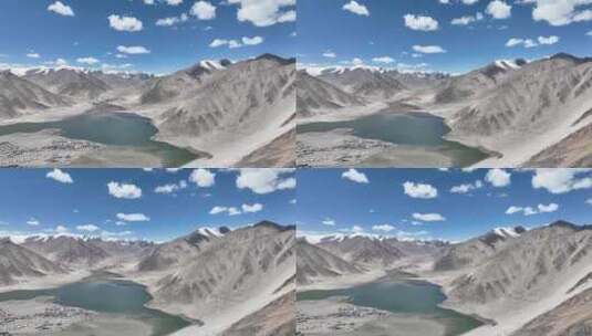 中国新疆白沙湖风景区蓝天白云倒映在湖面高清在线视频素材下载
