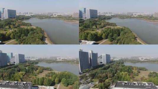 河南郑州龙子湖风光航拍高清在线视频素材下载