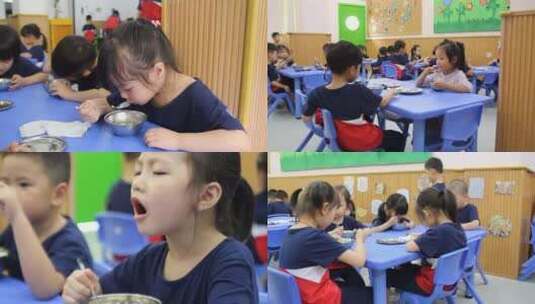 幼儿园孩子在教室吃饭2高清在线视频素材下载