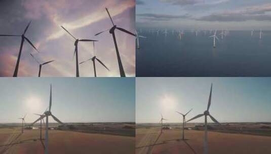 风力发电大风车转动高清在线视频素材下载