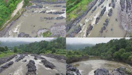 硝塘坝火山熔岩河流航拍高清在线视频素材下载