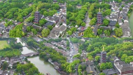 江苏苏州市姑苏区寒山寺风景风光航拍江南水高清在线视频素材下载