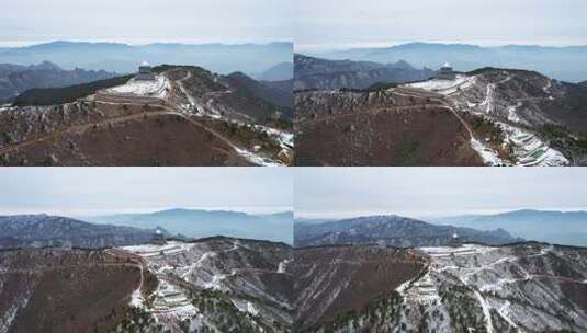 杭州临安大明山牵牛岗气象雷达站冬天航拍高清在线视频素材下载