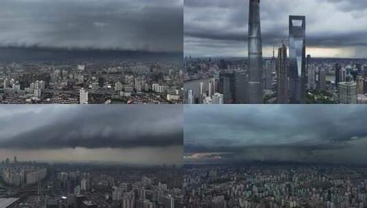 上海台风/超级风暴航拍合集高清在线视频素材下载