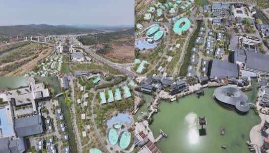 婺源婺女洲度假区航拍高清在线视频素材下载