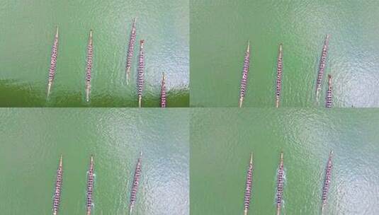 空中俯瞰龙舟竞渡高清在线视频素材下载