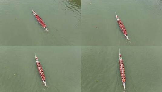 端午节赛龙舟比赛航拍龙舟俯拍龙舟划桨划船高清在线视频素材下载