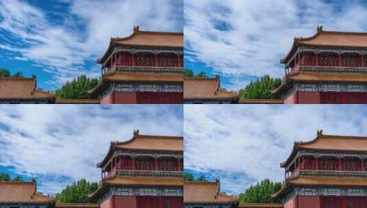 北京故宫博物院紫禁城屋檐蓝天白云延时高清在线视频素材下载