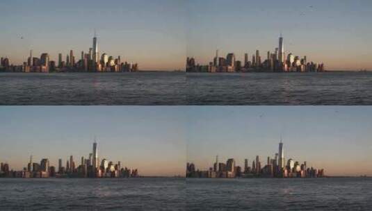 纽约日落时分曼哈顿市区景观高清在线视频素材下载