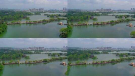惠州西湖陈公堤航拍大景高清在线视频素材下载