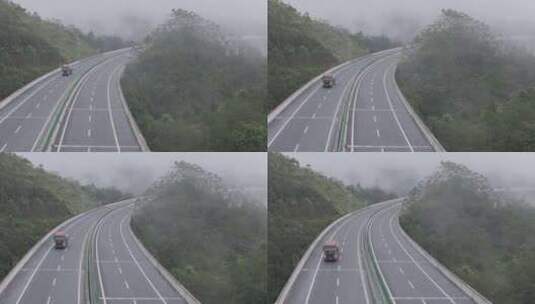 信宜云茂高速航拍，绿色高速公路高清在线视频素材下载