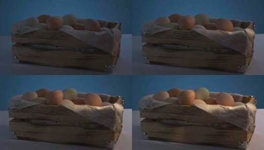 框子篮子里的鸡蛋笨鸡蛋土鸡蛋高清在线视频素材下载