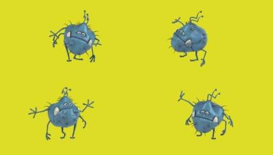 有趣的3D卡通细菌跳舞（带alpha通道高清在线视频素材下载