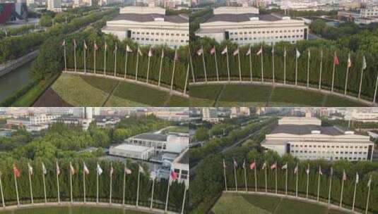 各国国旗飘飘展览会厅高清在线视频素材下载