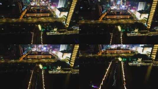 杭州浙江展览馆武林广场夜晚车流视频素材高清在线视频素材下载