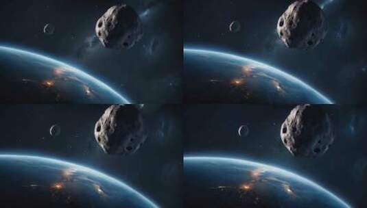 4K-陨石撞向地球的特写慢动作高清在线视频素材下载