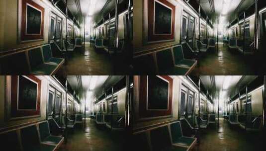 地铁地下系统中的空置车厢高清在线视频素材下载