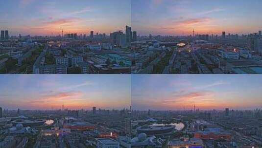 天津城市夕阳航拍高清在线视频素材下载
