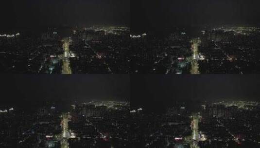 广东湛江城市夜景灯光交通城市大道航拍高清在线视频素材下载