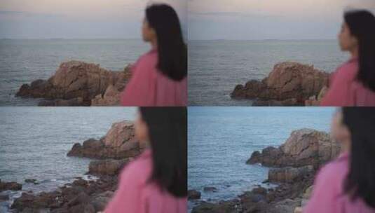 美女站在海边看海伤感孤单失落情绪短片mv高清在线视频素材下载