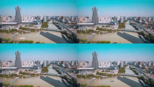杭州_京杭大运河_西湖文化广场4K高清在线视频素材下载