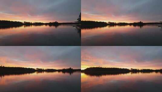 湖面的黄昏景观高清在线视频素材下载