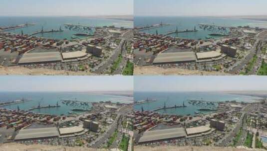 航拍城市中的海港高清在线视频素材下载