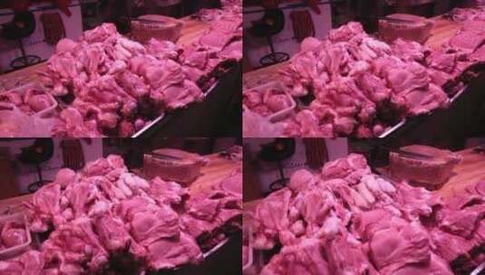 市场卖牛肉猪肉排骨档口 (7)高清在线视频素材下载