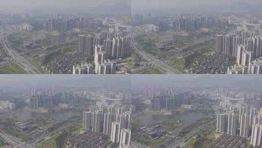 4k航拍广州增城知识城联通大楼高清在线视频素材下载