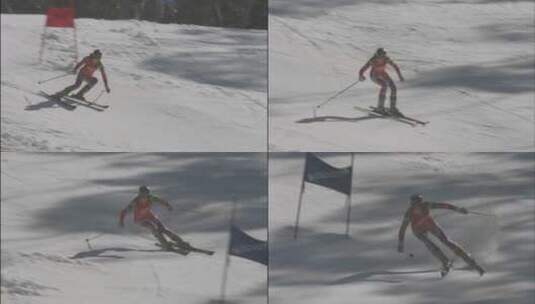 滑雪者在雪山滑雪高清在线视频素材下载
