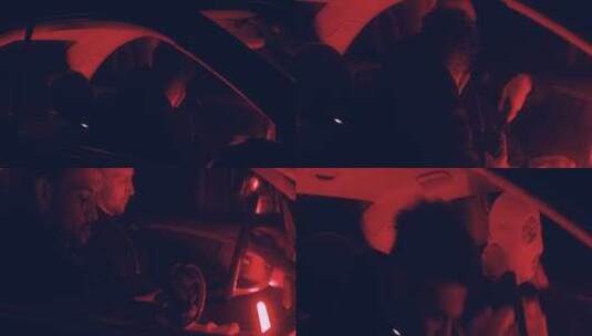 男人坐在车上带上面罩高清在线视频素材下载