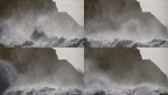 岩石海岸上拍打的海浪高清在线视频素材下载
