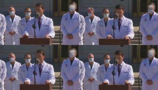 医生们站在台上演讲高清在线视频素材下载