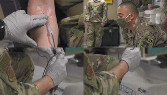 医疗队飞行员在进行输血训练高清在线视频素材下载