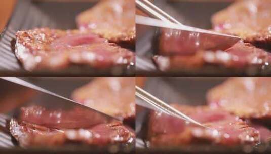 多汁烤肉牛排肉质高清在线视频素材下载