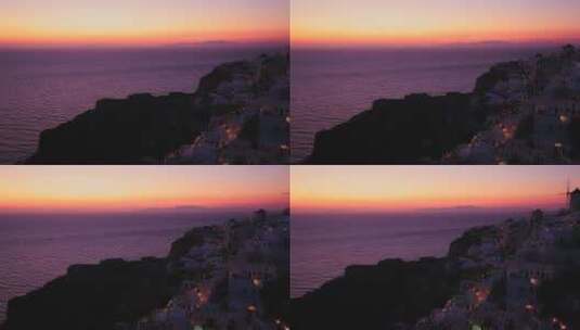 希腊圣托里尼岛黄昏高清在线视频素材下载