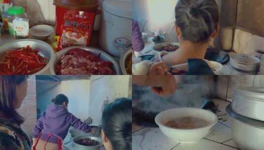 农村厨房视频云南农村过年做年饭大锅蒸饭高清在线视频素材下载