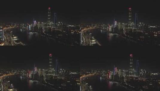 上海外滩夜景4K航拍原素材高清在线视频素材下载