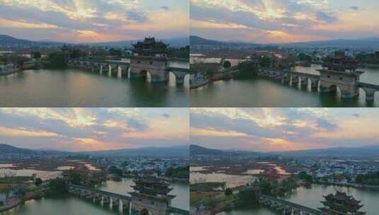 云南建水十七孔桥航拍高清在线视频素材下载