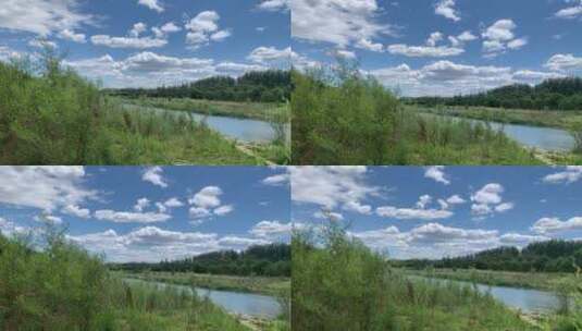 河边湛蓝的天空高清在线视频素材下载