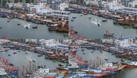 广西北海港口繁忙航拍高清在线视频素材下载