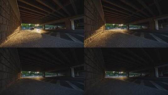 夕阳下的桥洞延时高清在线视频素材下载