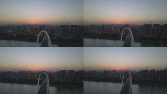 广西柳州城市风光白色大桥交通航拍高清在线视频素材下载