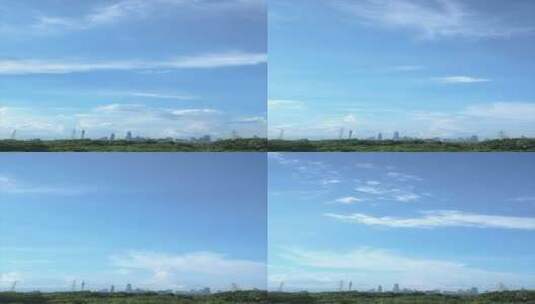 竖屏广州塔小清新夏天蓝天空白云朵落日延时高清在线视频素材下载