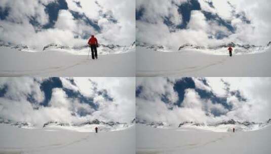 向山顶走去的登山者高清在线视频素材下载