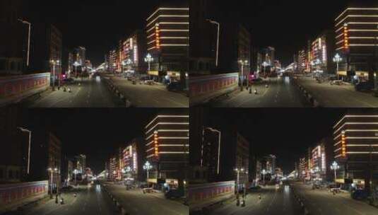 博白县城全亮灯夜景航拍 文化路步行街高清在线视频素材下载