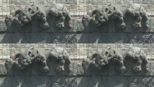 北京什刹海镇海神兽雕塑高清在线视频素材下载