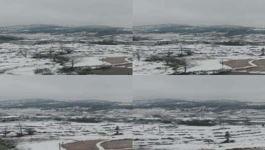 美丽乡村冬天雪景竖屏航拍高清在线视频素材下载